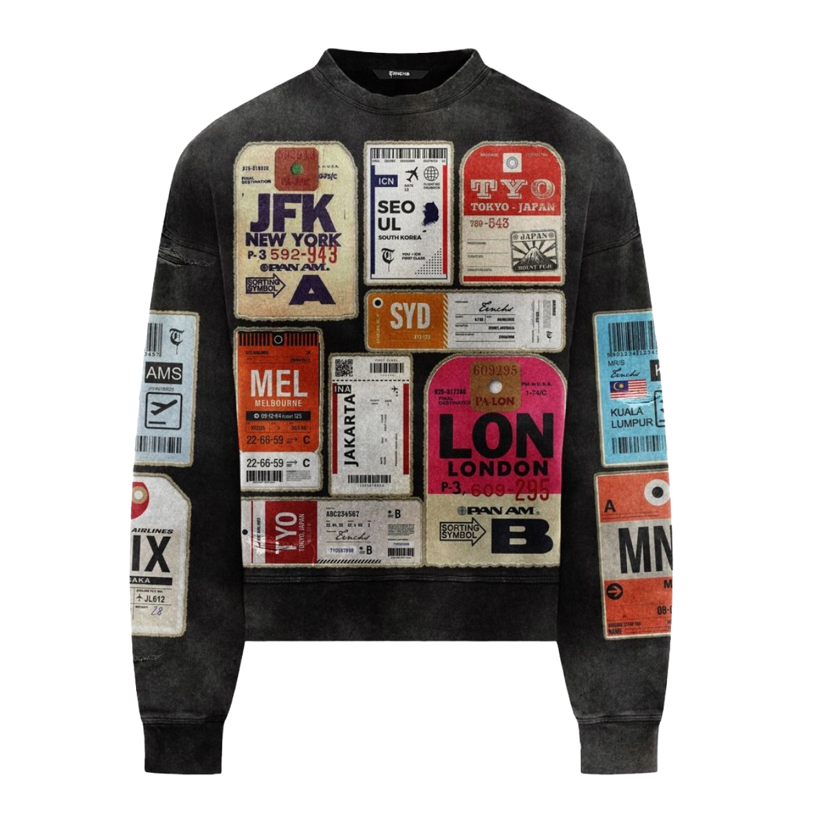 TRNCHS 'AIRMAIL' LS SWEATER (BLK)