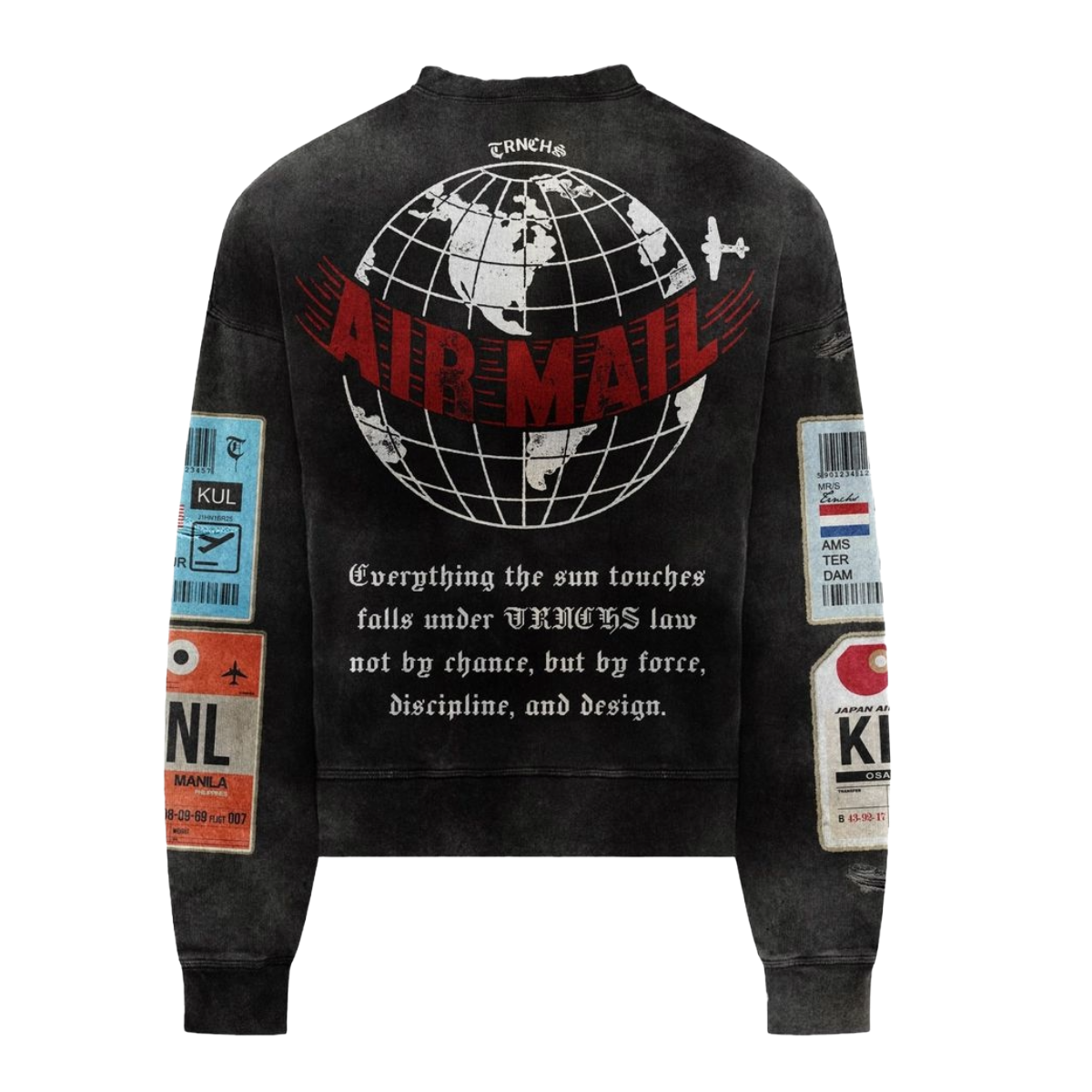 TRNCHS 'AIRMAIL' LS SWEATER (BLK)