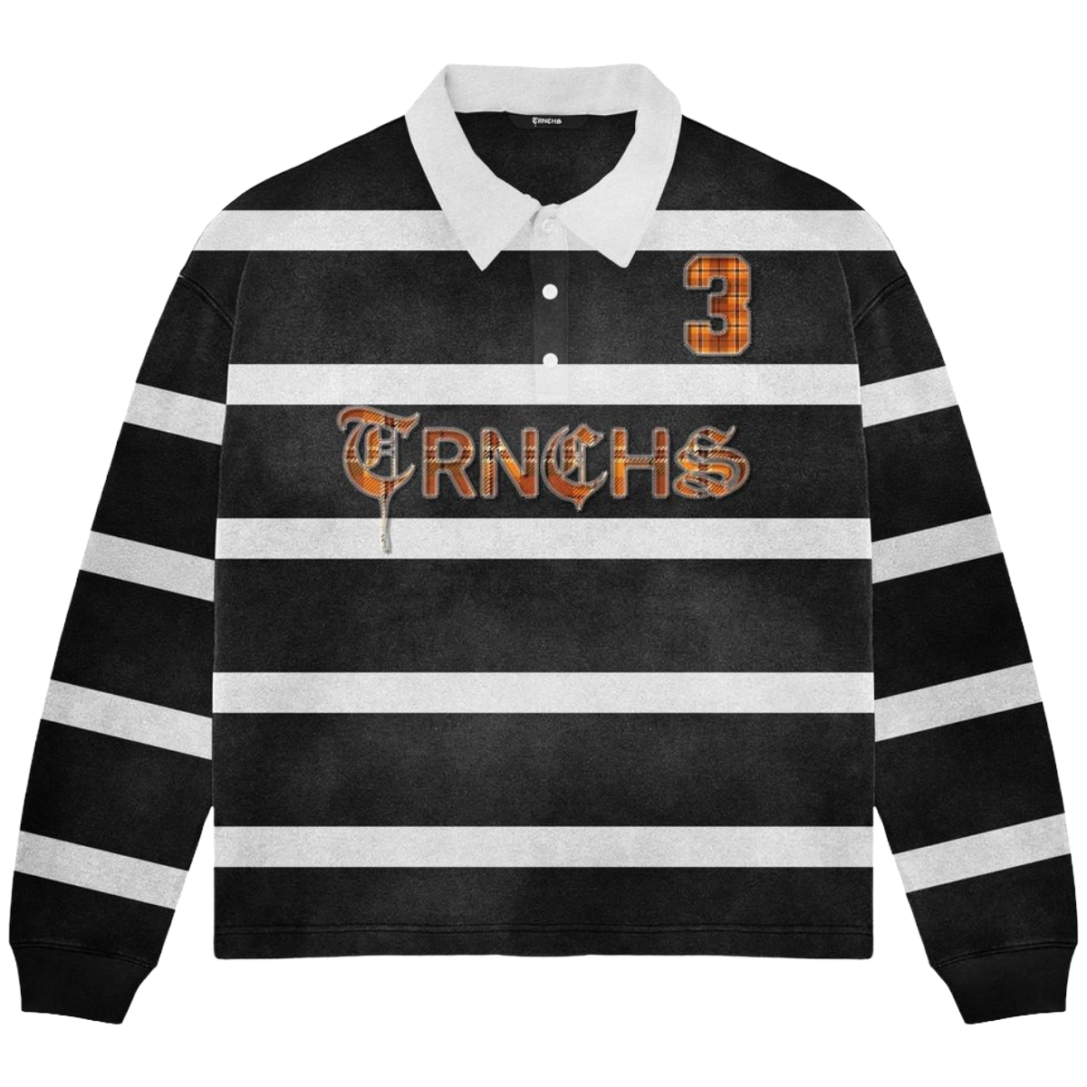 TRNCHS 'GROW DARK' LS POLO (BLK/WHT)
