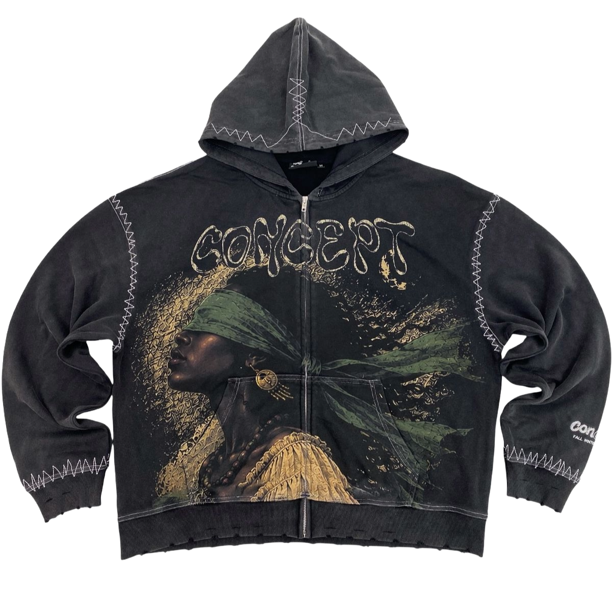 CONCEPT 'BLINDED' ZIP-UP HOODIE (BLK)
