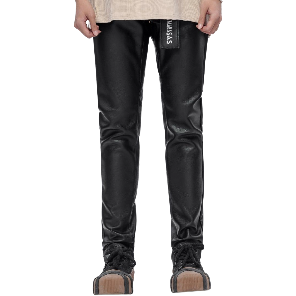 VALABASAS 'MR.SLIM' LEATHER JEANS (BLK)