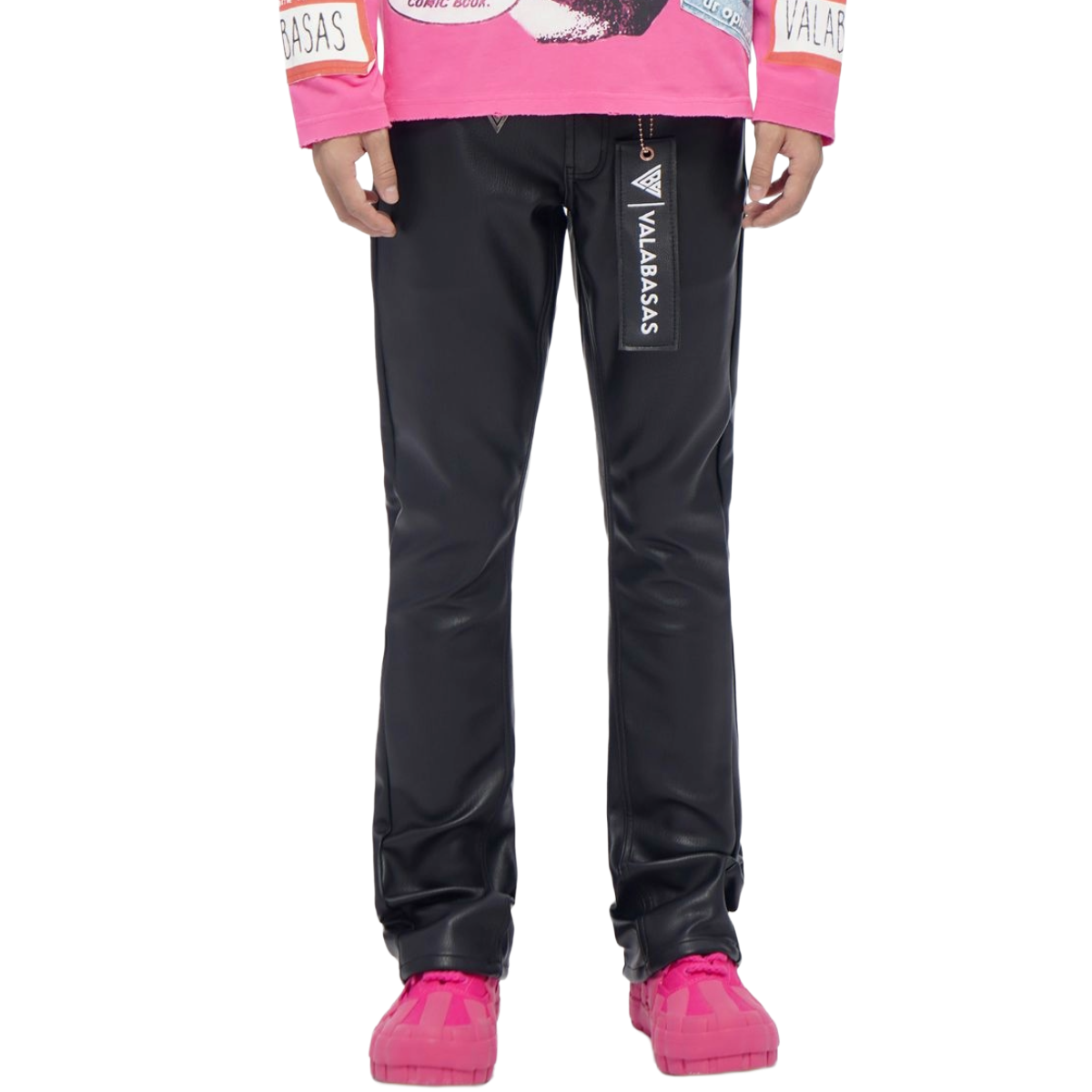 VALABASAS 'MR.STACKED' LEATHER JEANS (BLK)