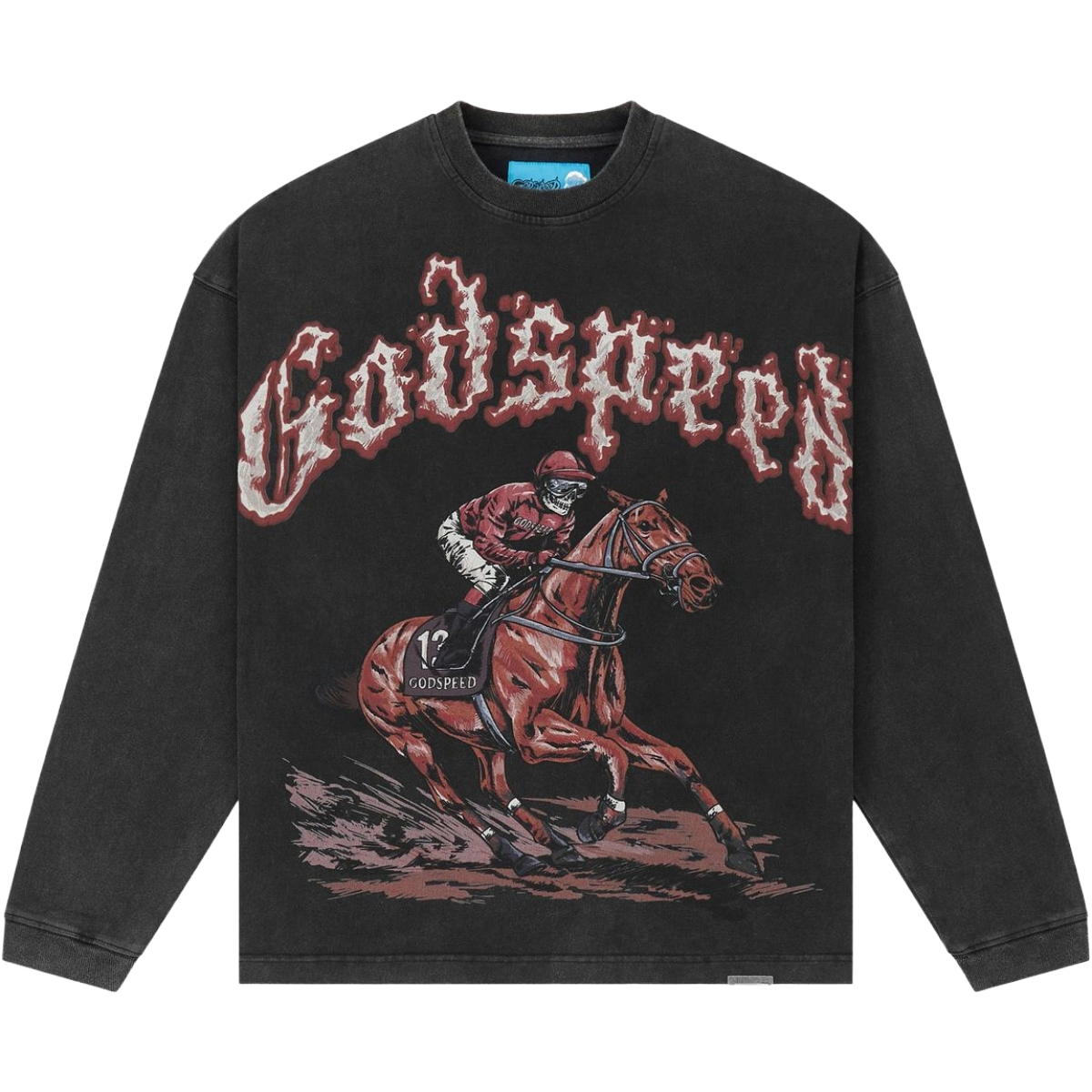GODPSEED 'THOROUGHBRED' LS TEE (BLK WASH)