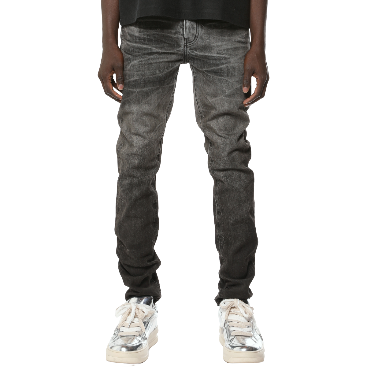 PURPLE SKINNY TACKING DENIM (BLK)