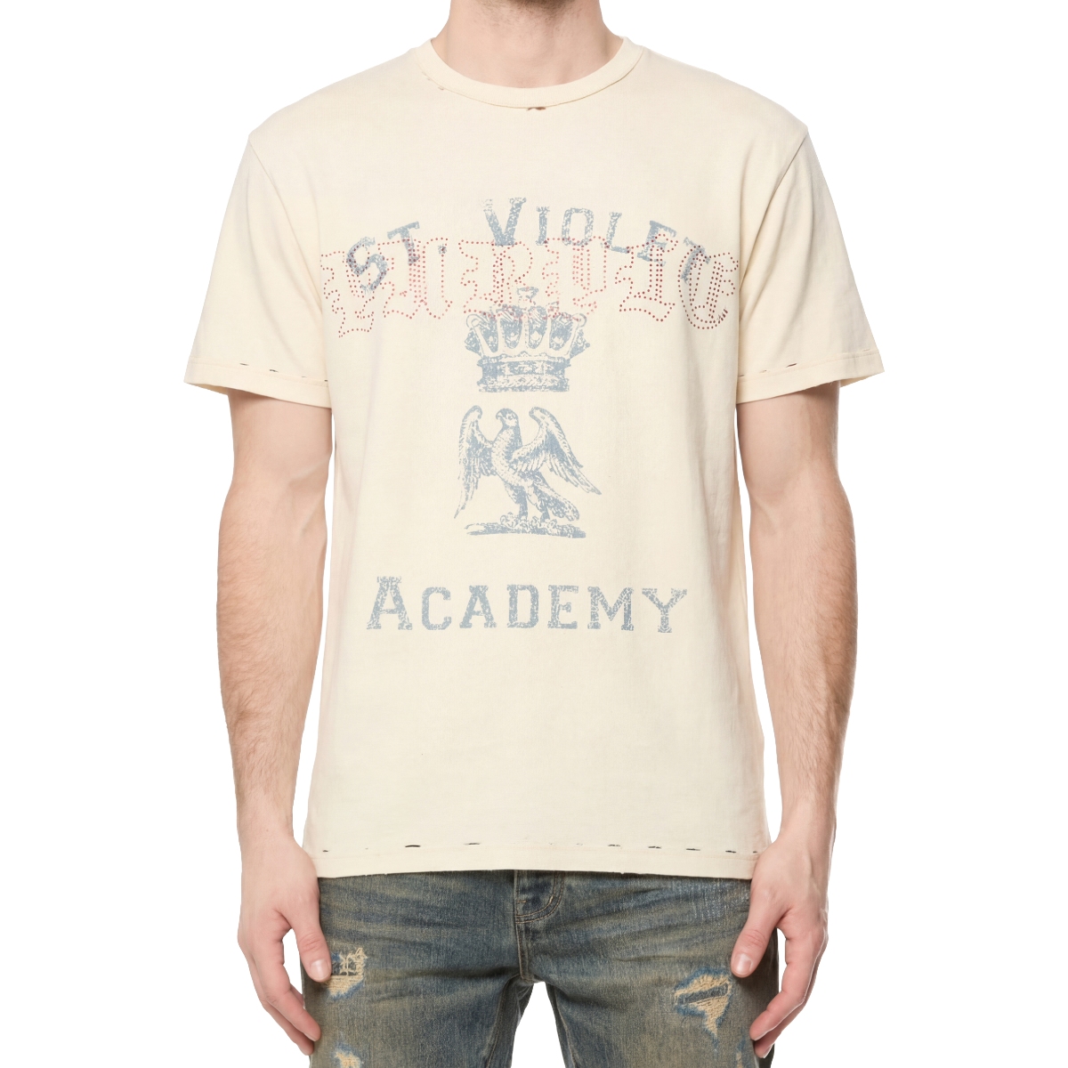 PURPLE TEXTURED SS JERSEY TEE (OFF WHT)