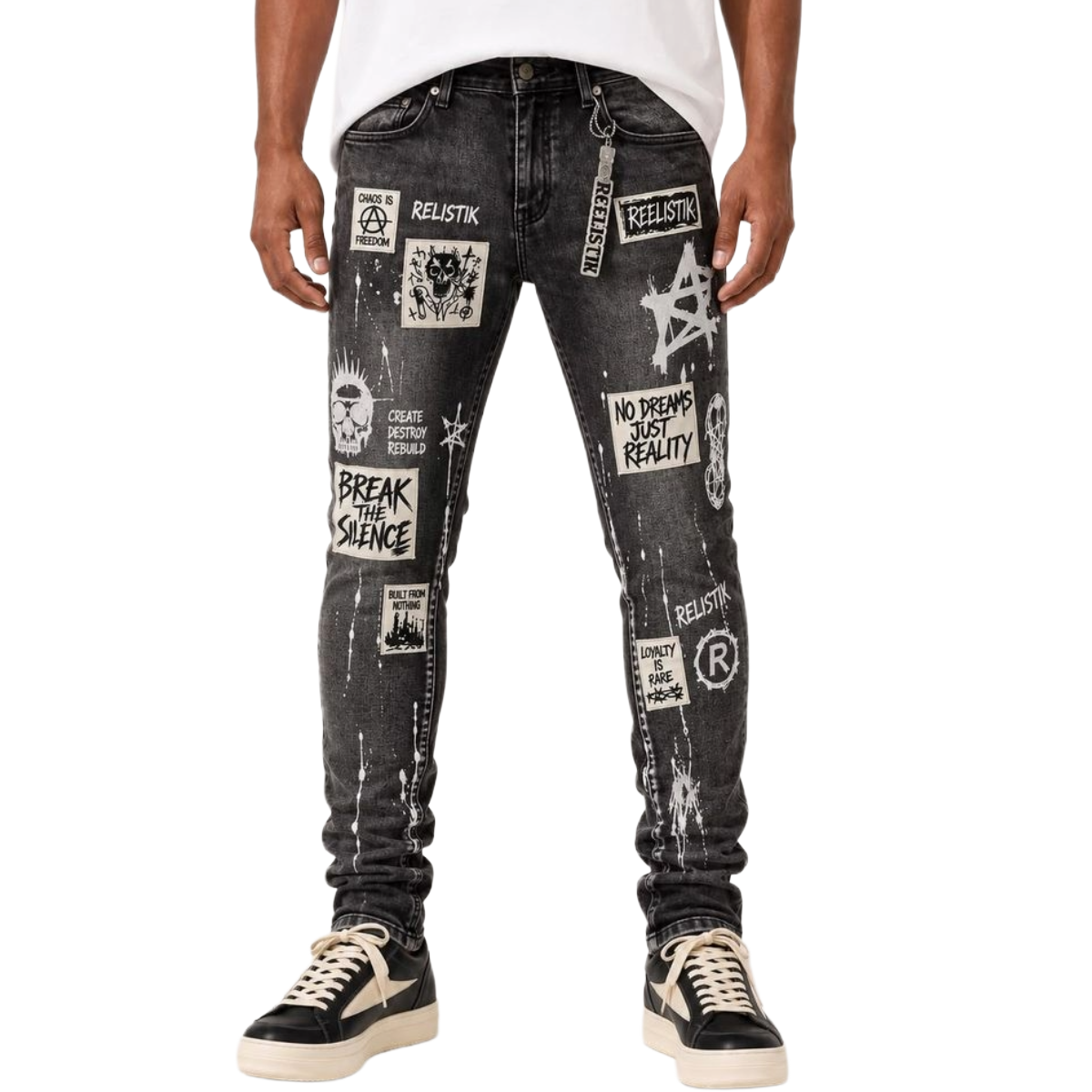 REELISTIK 'BREAK THE SILENCE' STACKED PATCHED DENIM (GRY)