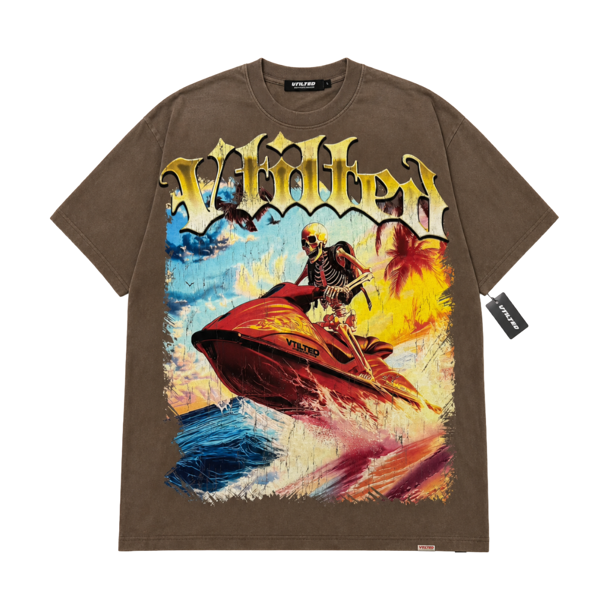VTILTED 'TROPICAL' SS TEE (BRWN)