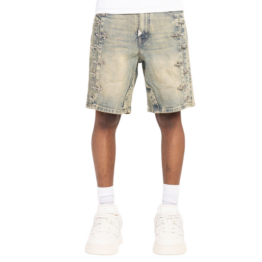 GUAPI VINTAGE BLUE "AVIATION CLASP" DENIM SHORTS