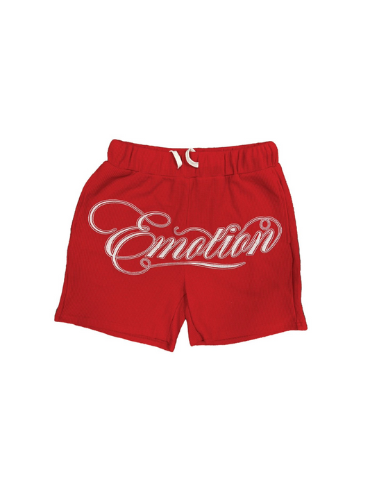 ME "RED SIGNATURE BUTTON SHORTS"