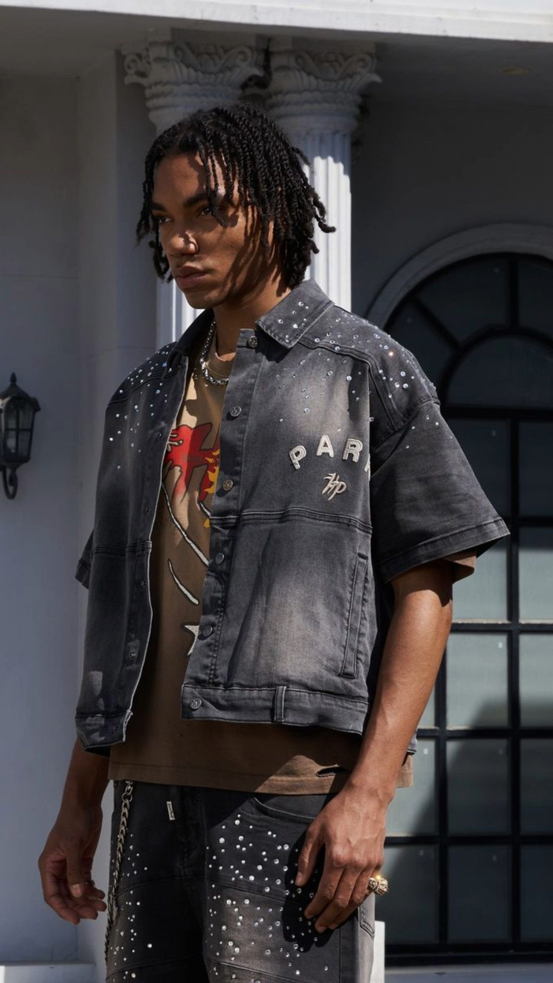 HP Black Studded Park Denim Work Shirt