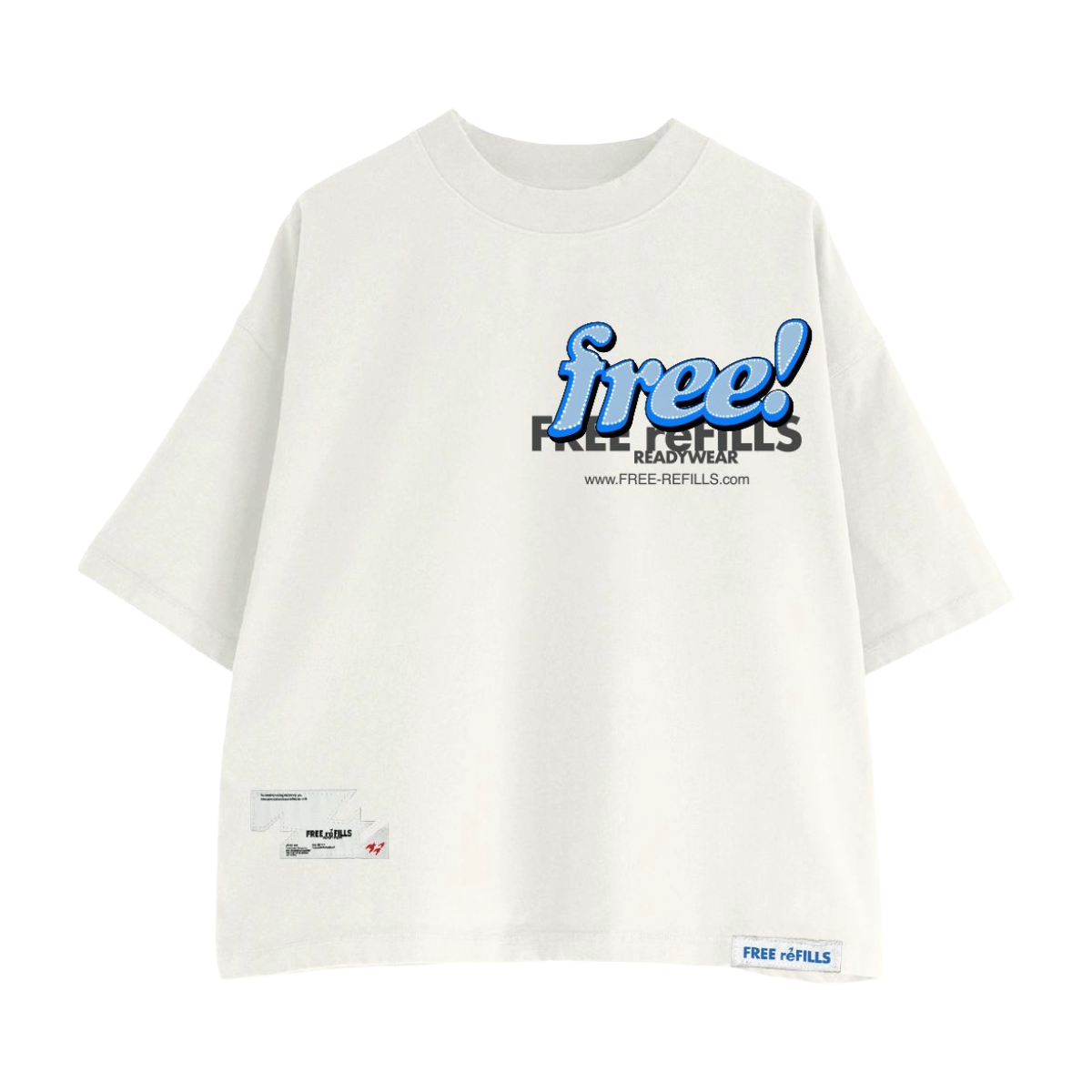 FR TABLOID TEE (WHT/BLUE)