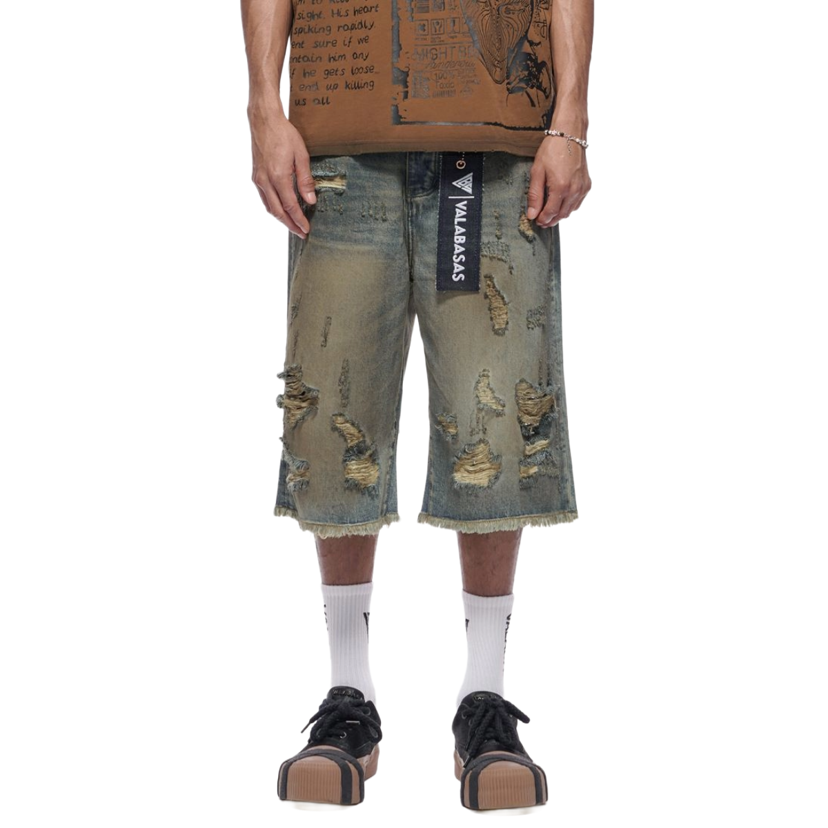 VALABASAS "SNAPPED" BAGGY DENIM JORTS (DRTY VTG BLUE)