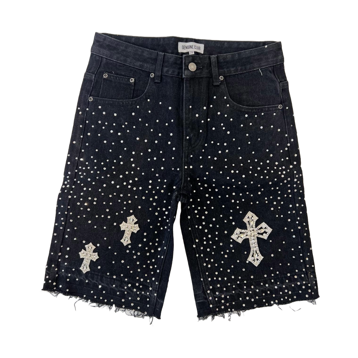 GC BLACK JORTS - RAW EDGE / EMBELLISHED