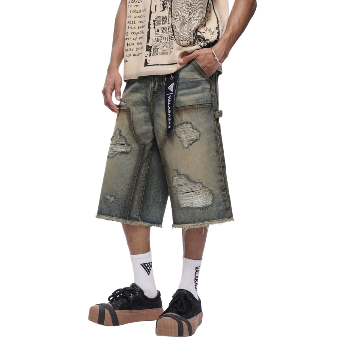 VALABASAS "REVOLT" WASHED DENIM JORTS (DRTY VTG)
