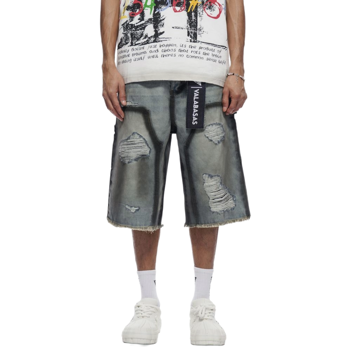 VALABASAS "REVOLT" WASHED DENIM JORTS (DRTY LT BLUE)