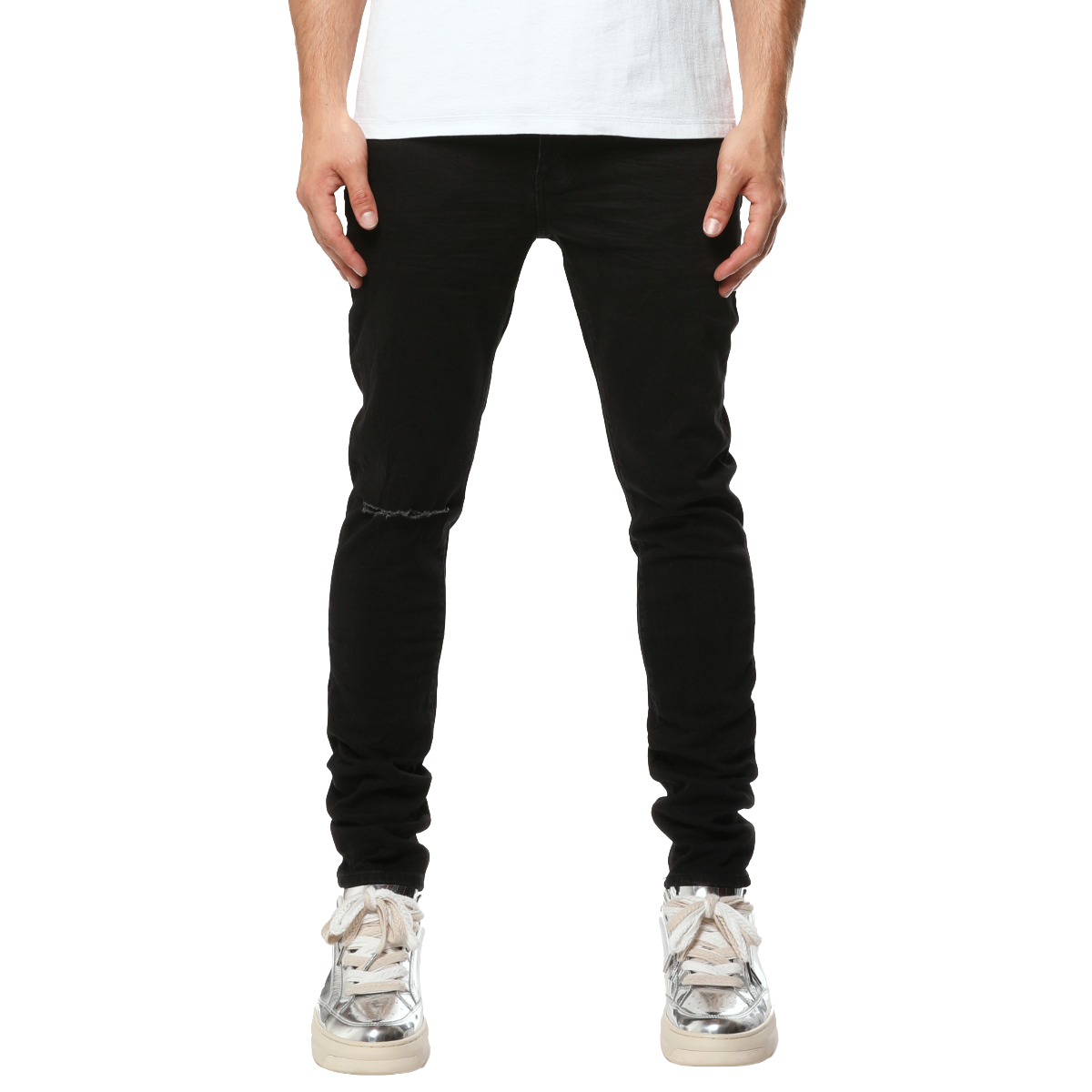 PURPLE 'KNEE SLIT RINSE' SLIM DENIM