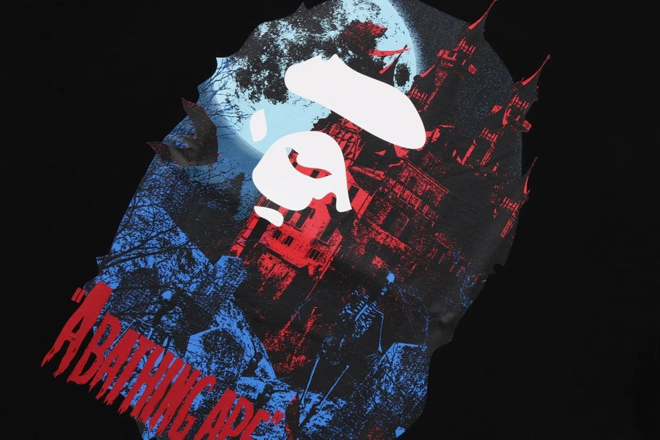 BAPE VAMPIRE CASTLE APE HEAD TEE MENS BLACK