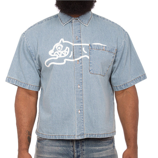 IC BLUE DOG SS WOVEN SHIRT (CROPPED)
