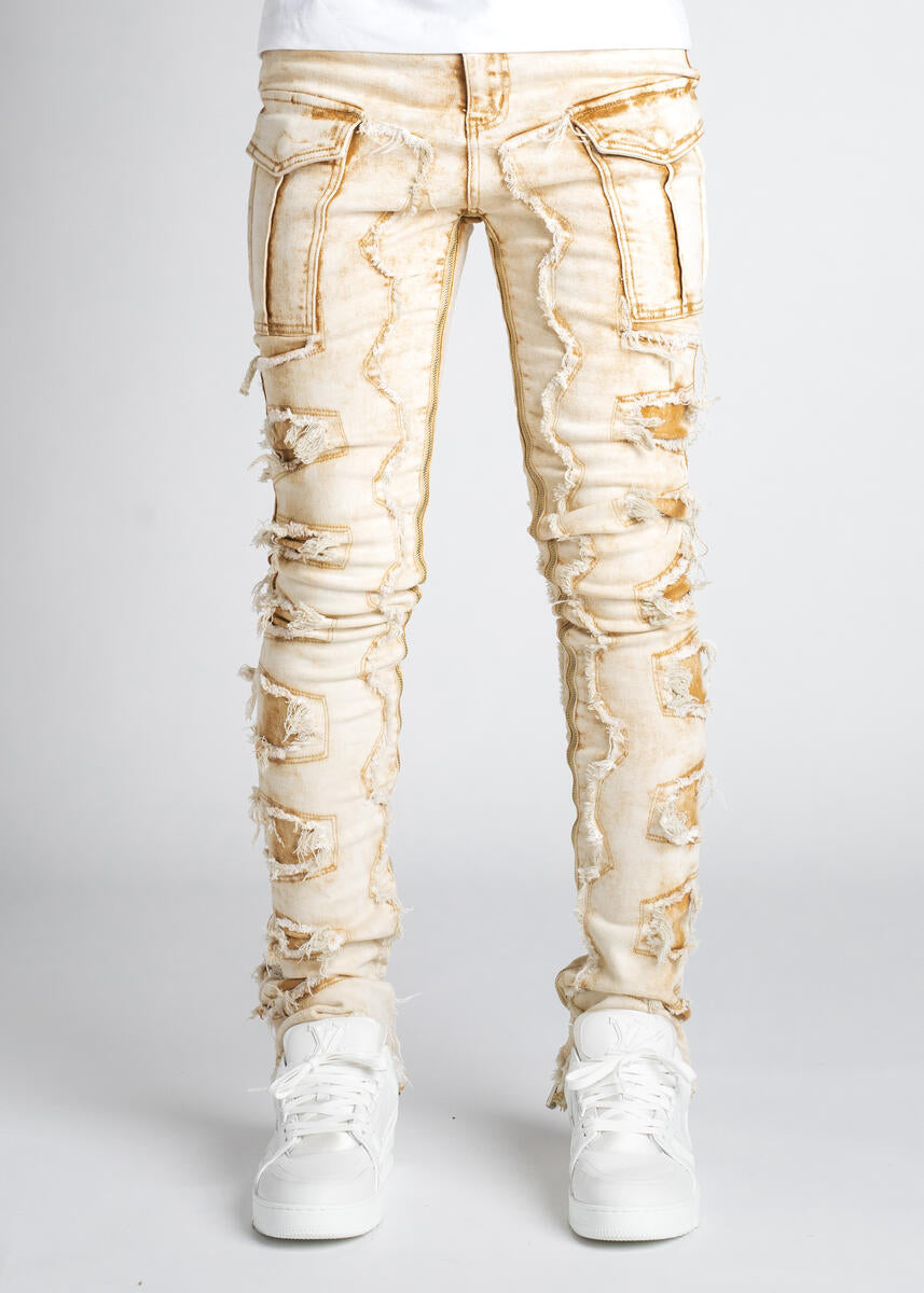 GUAPI CREAM VINTAGE STACKED DENIM