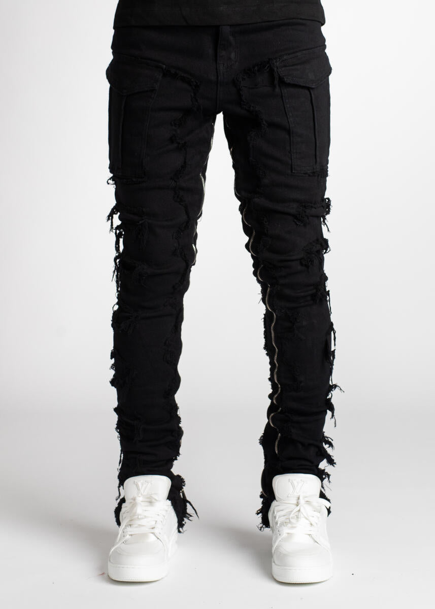 GUAPI OBSIDIAN BLACK STACKED DENIM