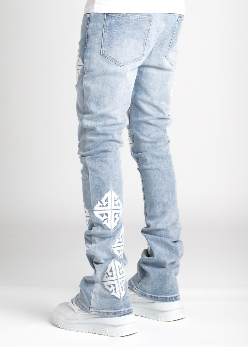 GUAPI AQUA BLUE ICON STACKED DENIM