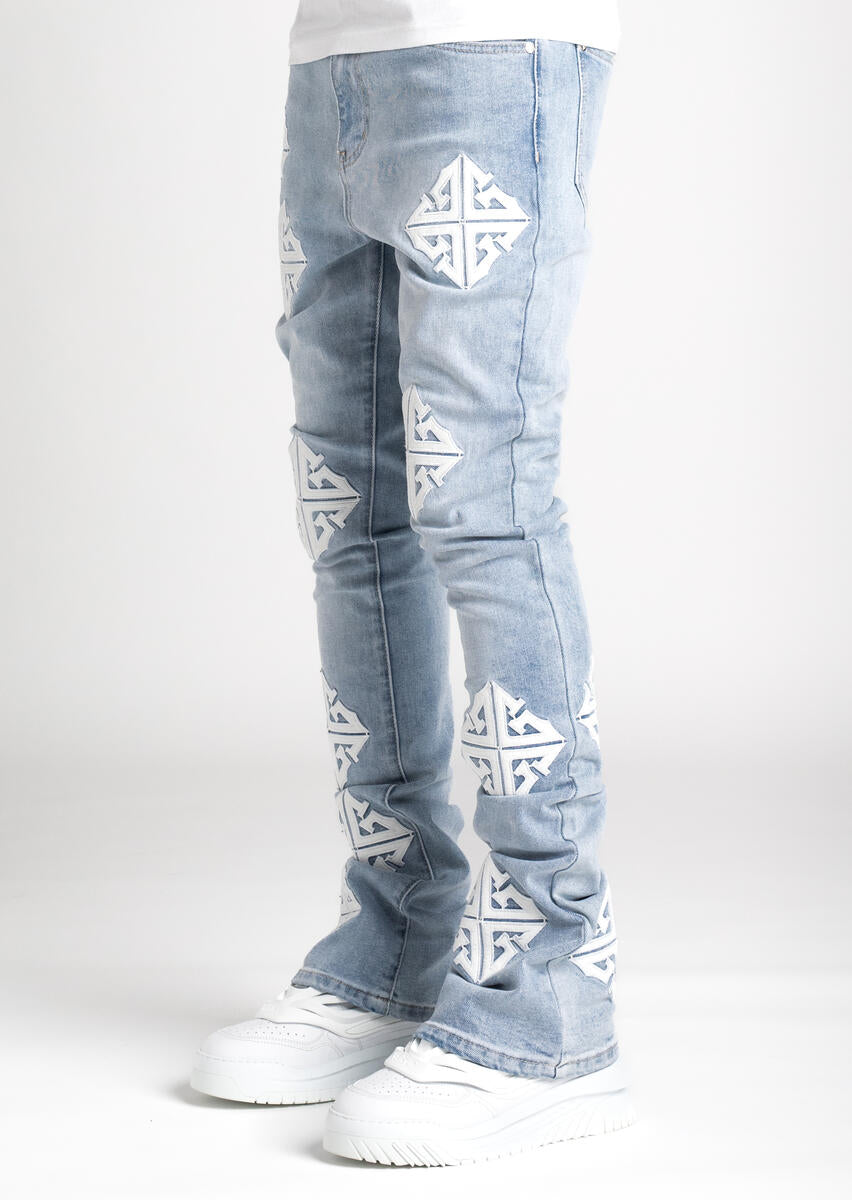 GUAPI AQUA BLUE ICON STACKED DENIM