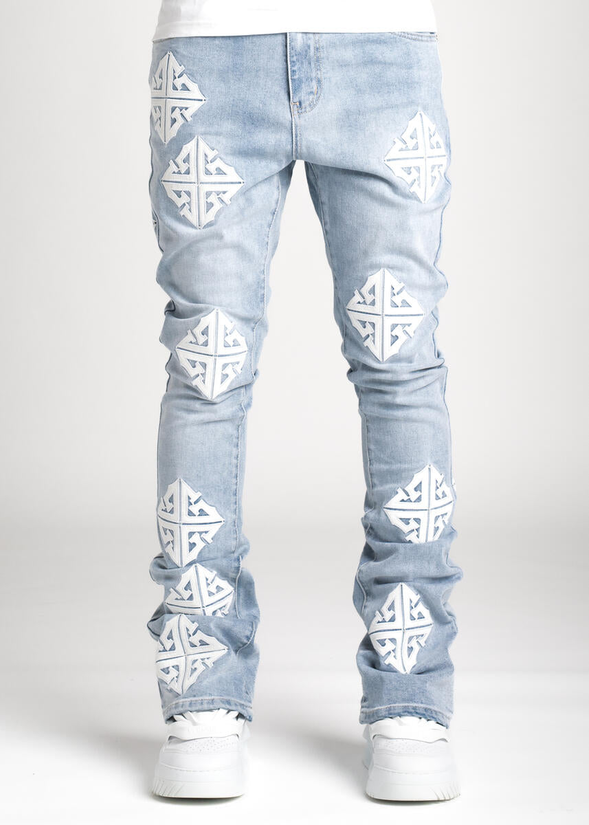 GUAPI AQUA BLUE ICON STACKED DENIM