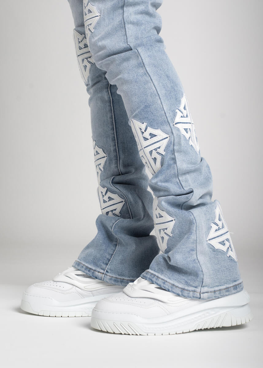 GUAPI AQUA BLUE ICON STACKED DENIM