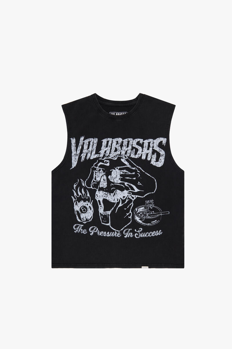 "PRESSURED SUCCESS" VINTAGE BLACK CUT-OFF TEE