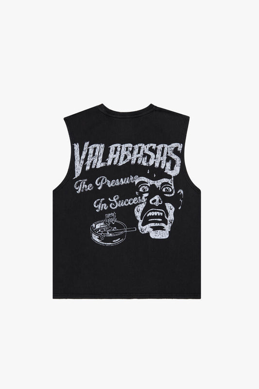 "PRESSURED SUCCESS" VINTAGE BLACK CUT-OFF TEE