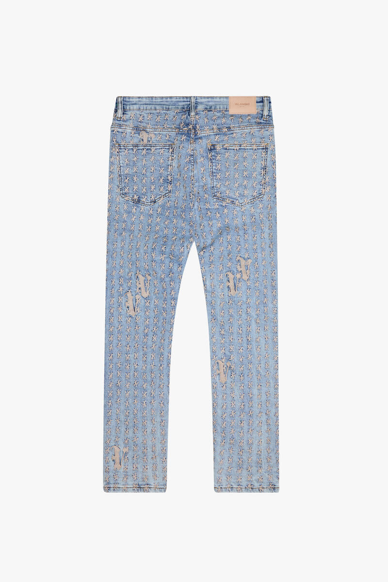 VALABASAS "ASTERISK" LT. VINTAGE BLUE / CREAM SKINNY JEAN