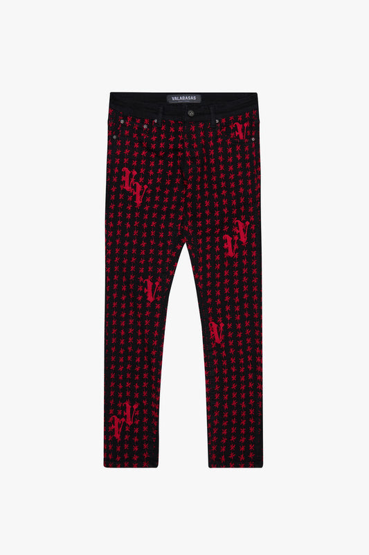 VALABASAS "ASTERISK" BLACK / RED SKINNY JEAN