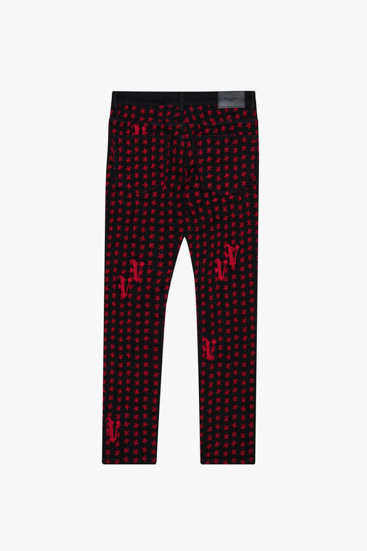 VALABASAS "ASTERISK" BLACK / RED SKINNY JEAN