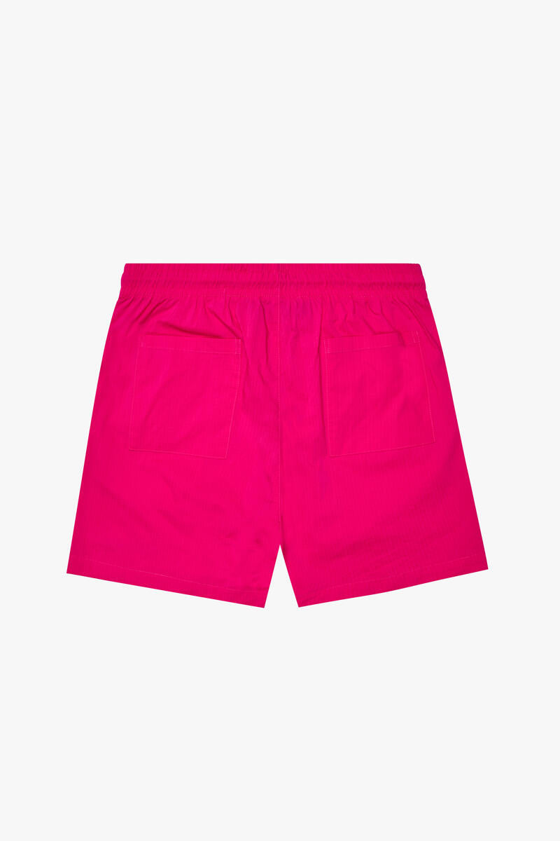 "SIGNATURE SCRIPT" ROSE NYLON SHORTS