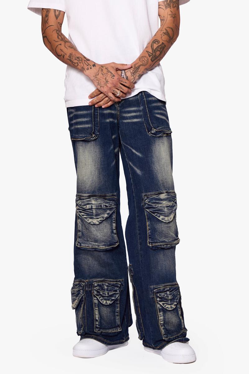 VALABASAS "RAM" DARK BLUE WASH BAGGY DENIM JEAN