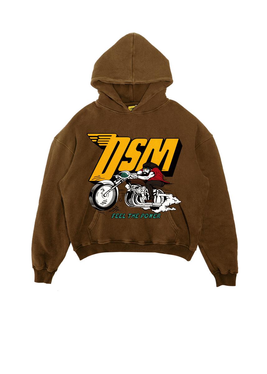 DSM "FRENCH TERRY BIKER" BROWN HOODIE