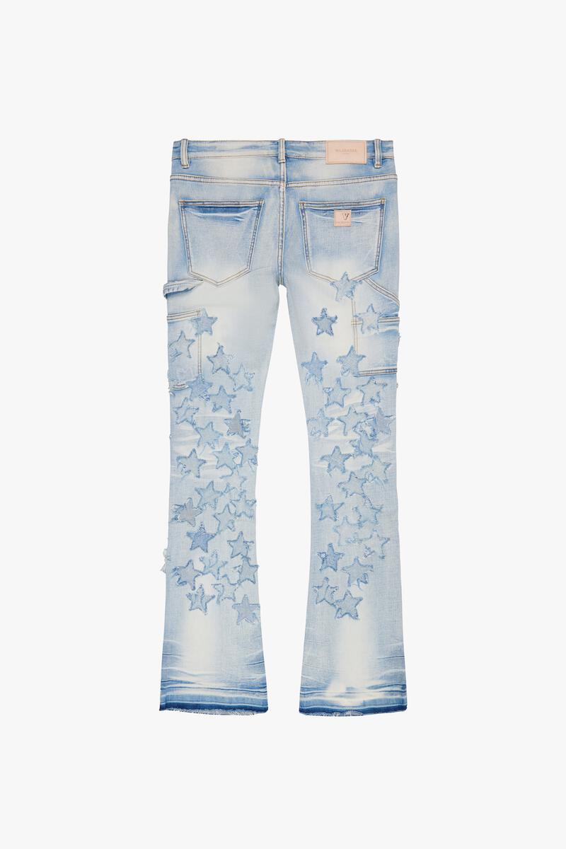 VALABASAS  "V-STARS” LT BLUE WASH STACKED FLARE JEAN