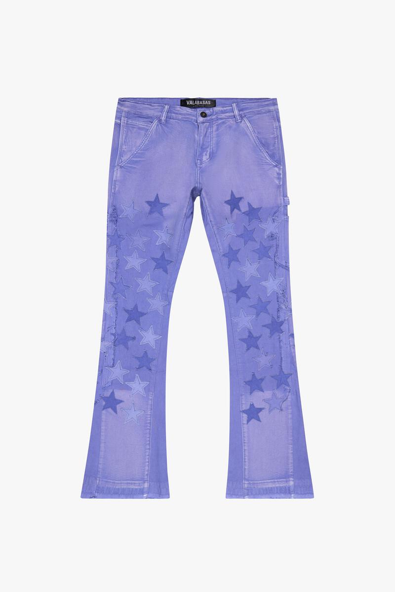 VALABASAS "V-STARS” PURPLE WASHED STACKED FLARE JEAN