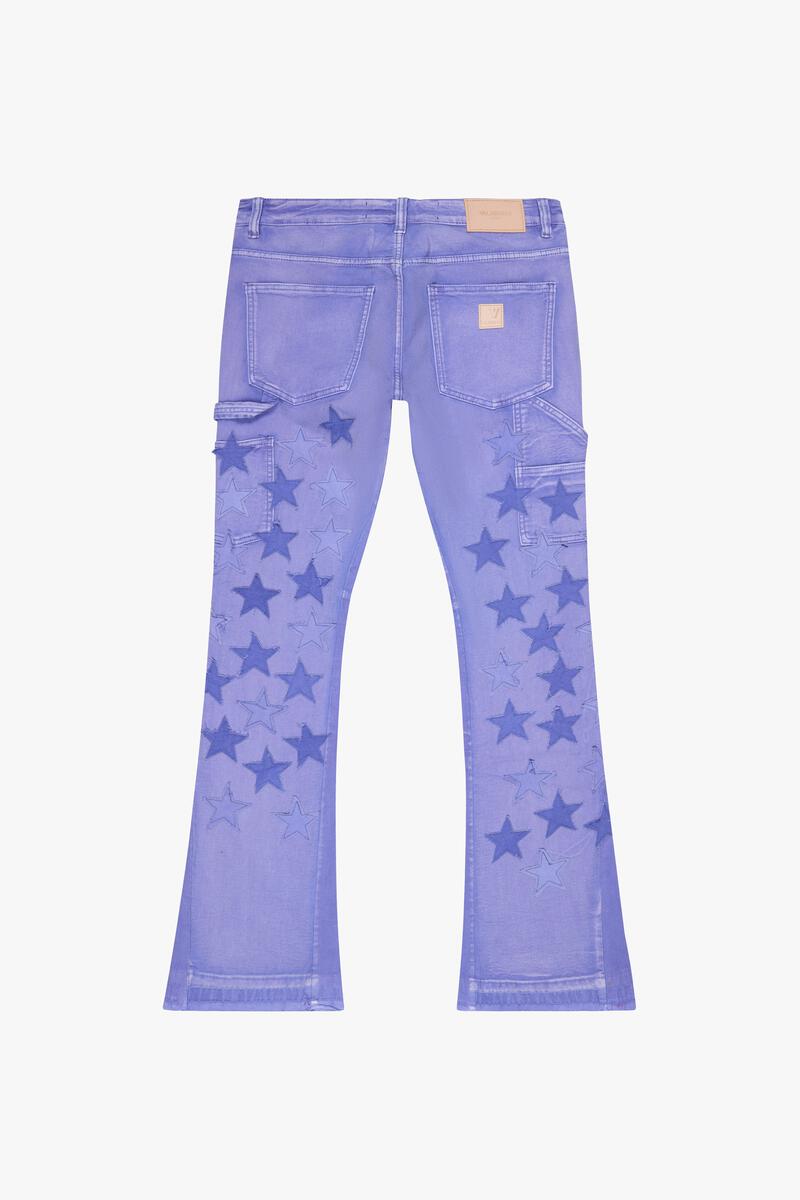 VALABASAS "V-STARS” PURPLE WASHED STACKED FLARE JEAN