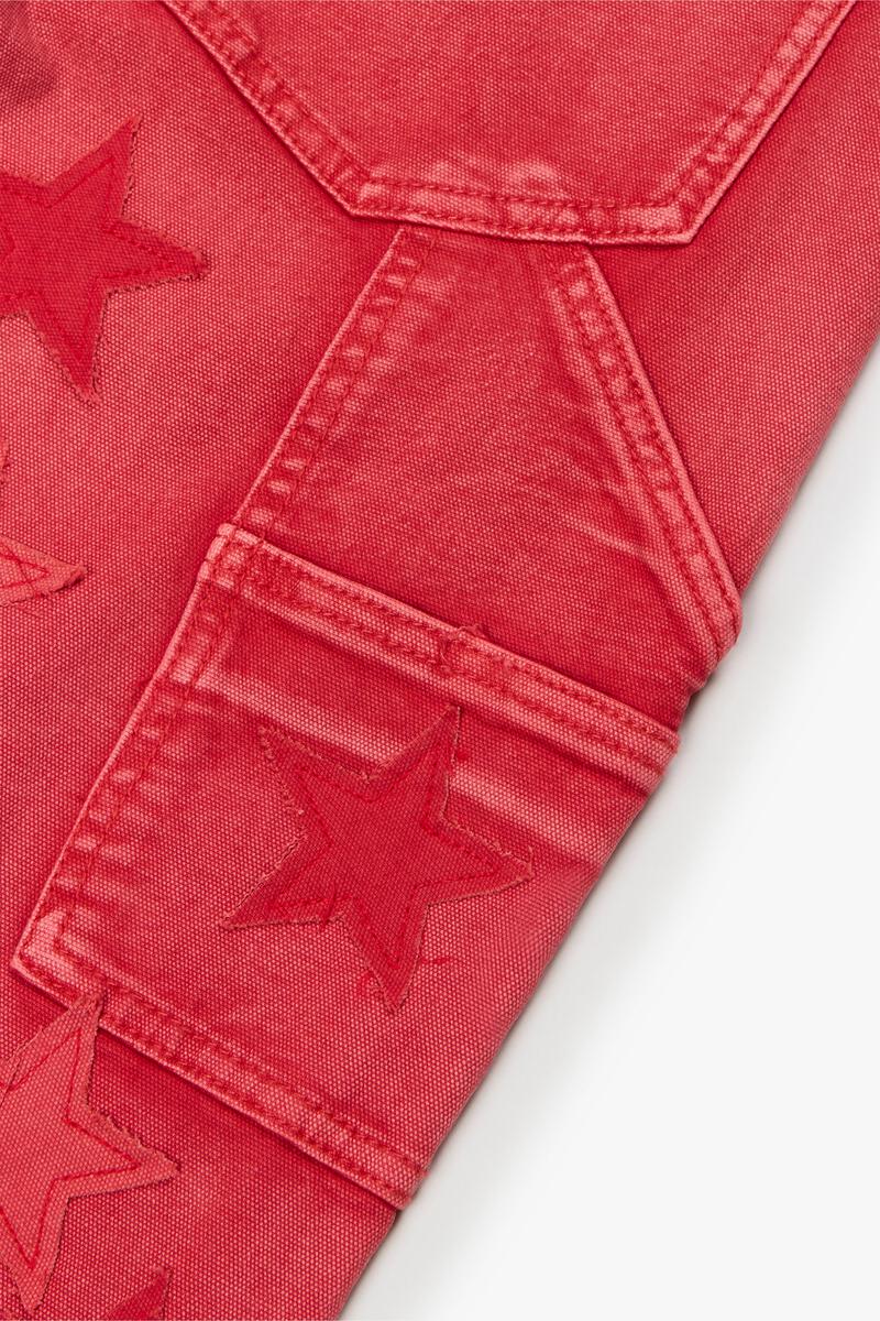 VALABASAS  "V-STARS” RED WASH STACKED FLARE JEAN