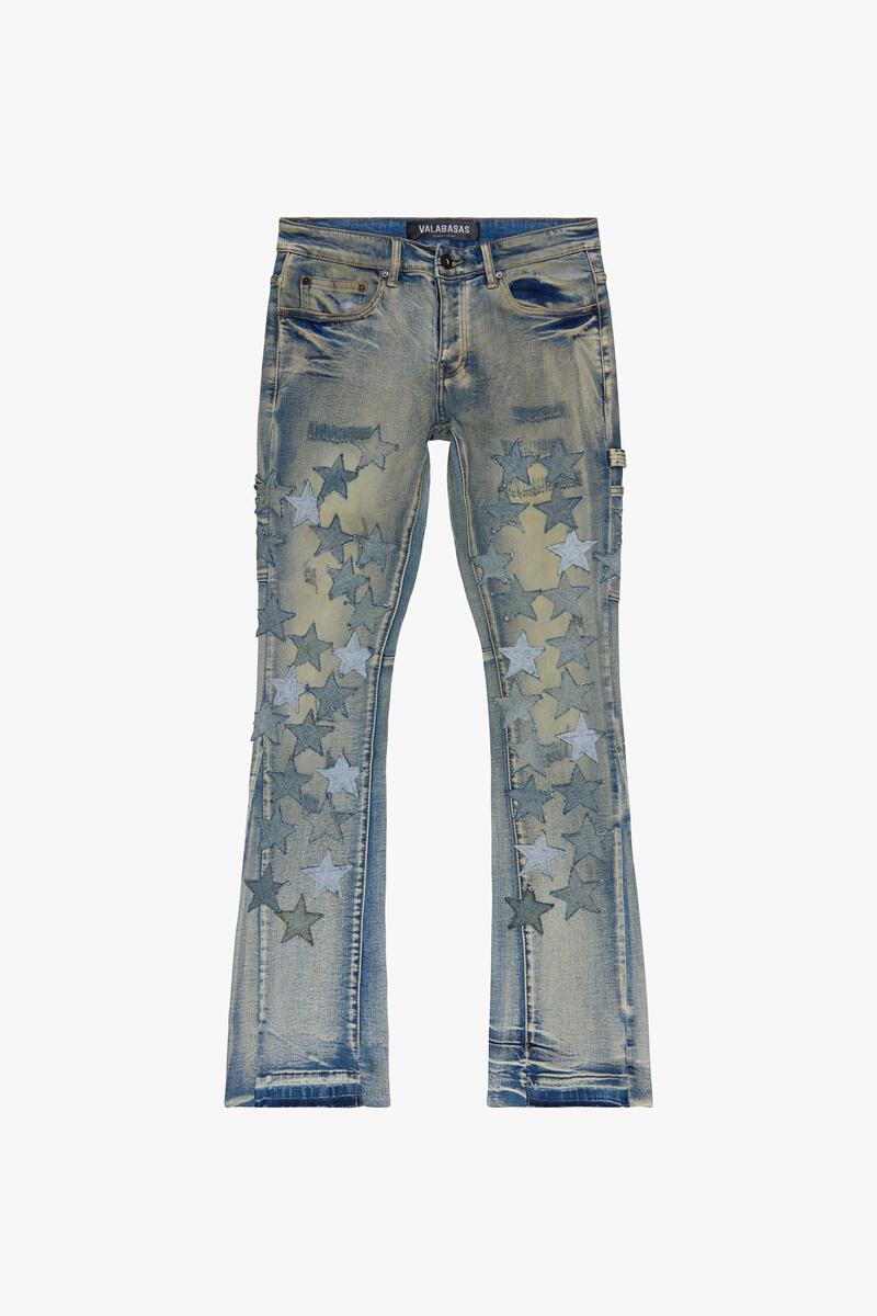 VALABASAS "V-STARS” VINTAGE WASH STACKED FLARE JEAN