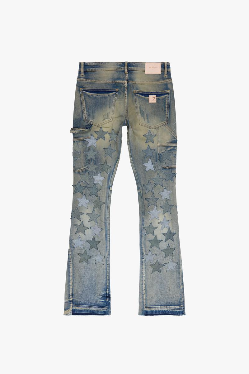 VALABASAS "V-STARS” VINTAGE WASH STACKED FLARE JEAN