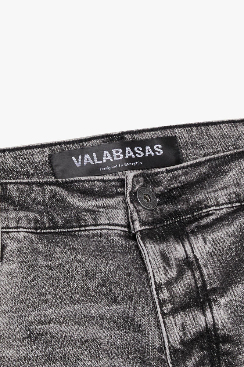 VALABASAS "NAVIGATOR" GREY STACKED FLARE JEANS