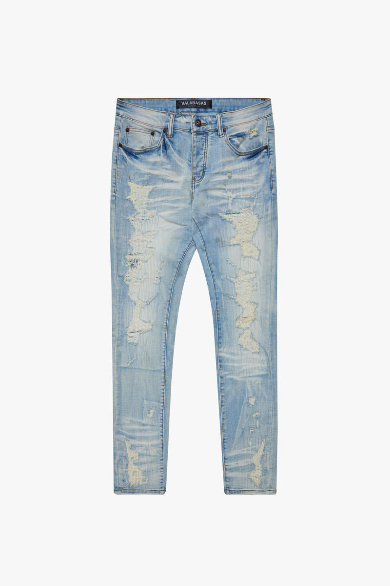 "TEARAWAY" LIGHT BLUE WASH SKINNY JEAN