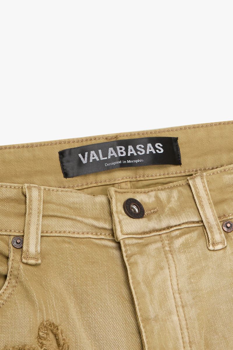 VALABASAS "LOOMIS " KHAKI VINTAGE WASH FLARED STACKED JEAN