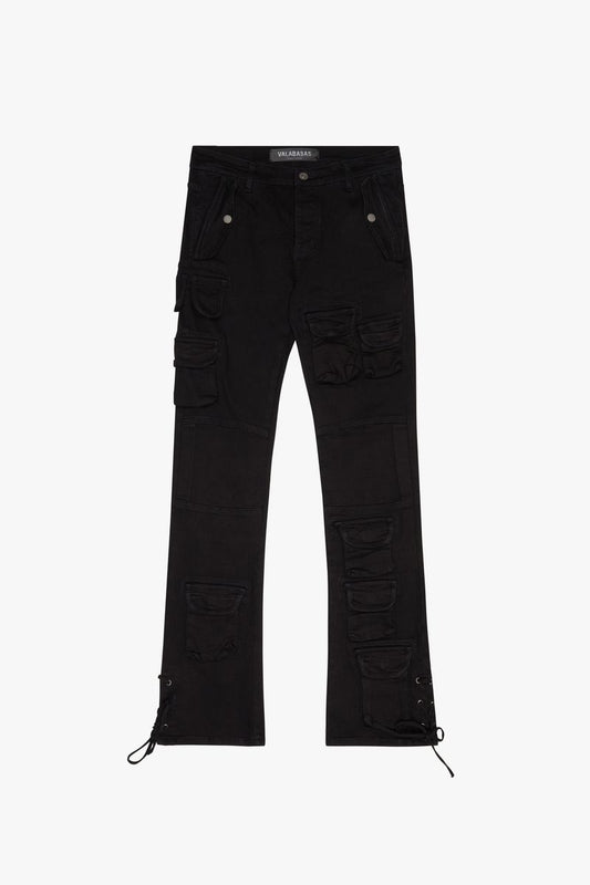 VALABASAS "NAVIGATOR" BLACK STACKED FLARE JEANS