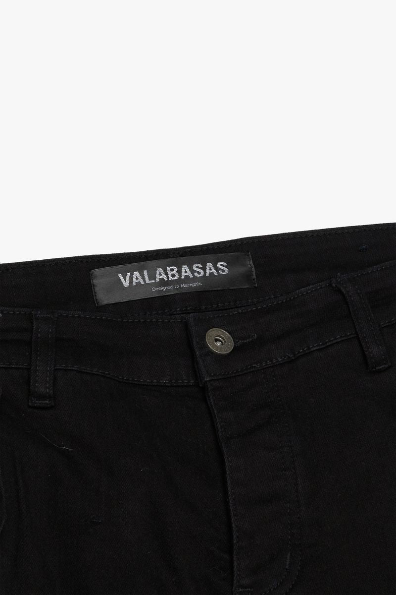 VALABASAS "NAVIGATOR" BLACK STACKED FLARE JEANS