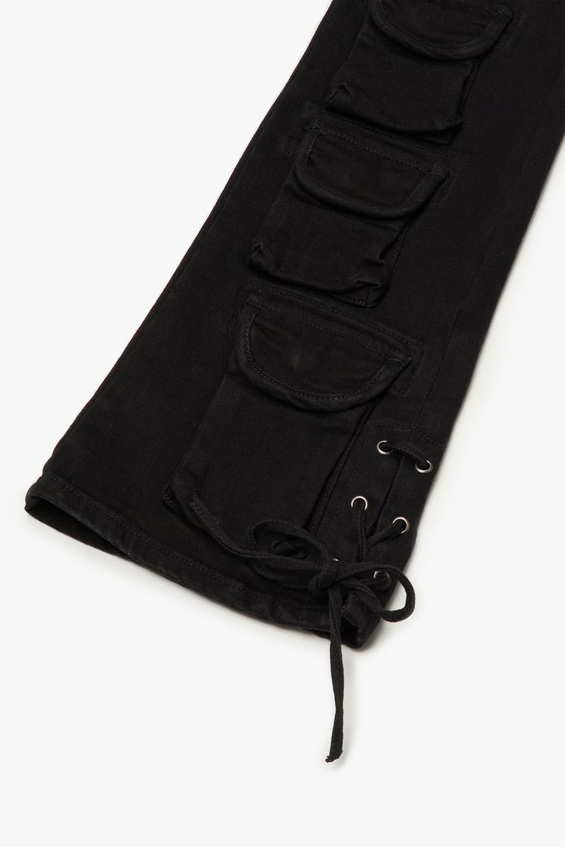 VALABASAS "NAVIGATOR" BLACK STACKED FLARE JEANS