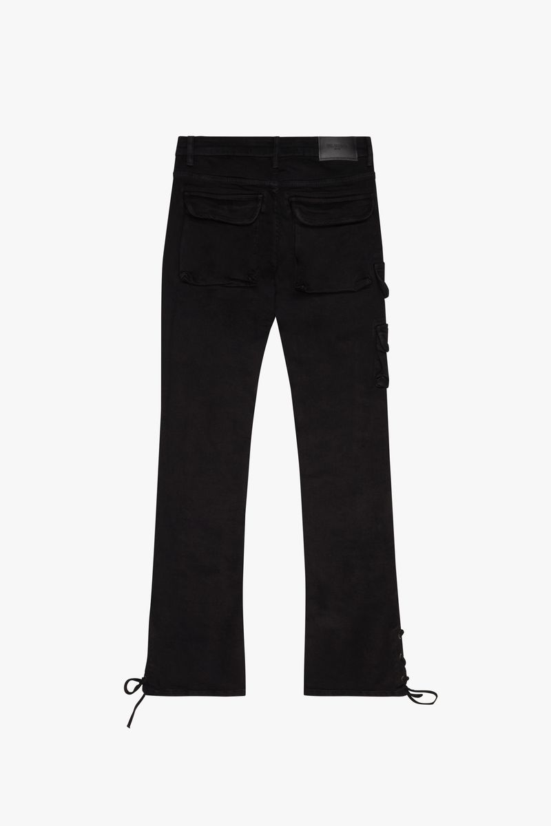 VALABASAS "NAVIGATOR" BLACK STACKED FLARE JEANS