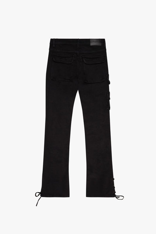 VALABASAS "NAVIGATOR" BLACK STACKED FLARE JEANS